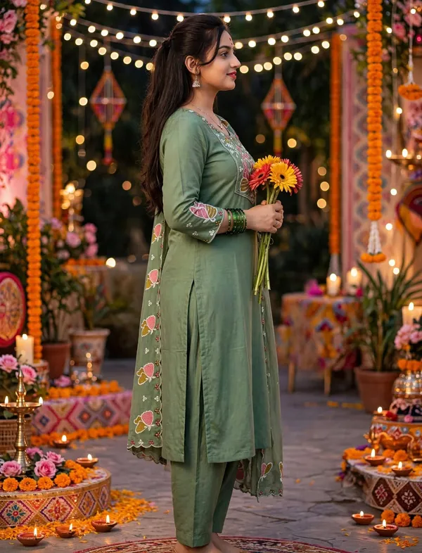 Green_Straight_Fit_Floral_Kurta_Set_For_Women