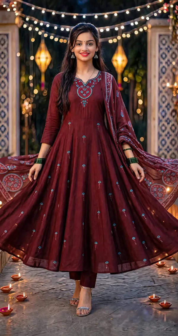 Maroon_Embroidered_Anarkali_Suit_Set_For_Women