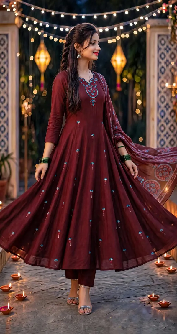 Maroon_Embroidered_Anarkali_Suit_Set_For_Women