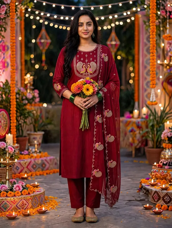 Maroon_Embroidered_Straight_Kurta_Set_With_Dupatta_For_Women