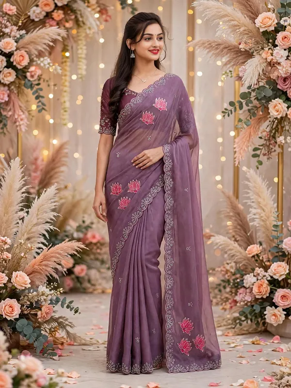 Purple_Embroidered_Saree_For_Women