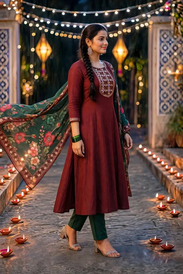 Maroon_Straight_Kurta_Set_With_Dupatta_For_Women