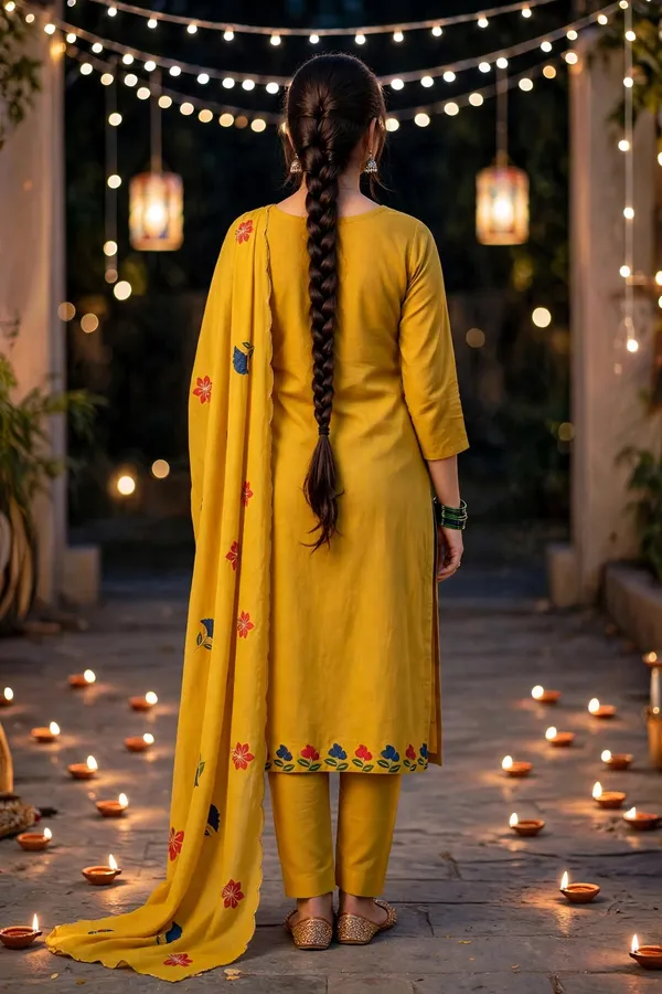 Yellow_Floral_Embellished_Kurta_Set_For_Women