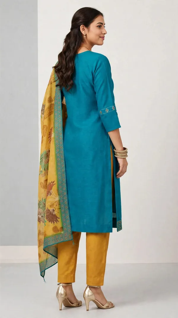 Teal_Ethnic_Straight_Kurta_Set_For_Women