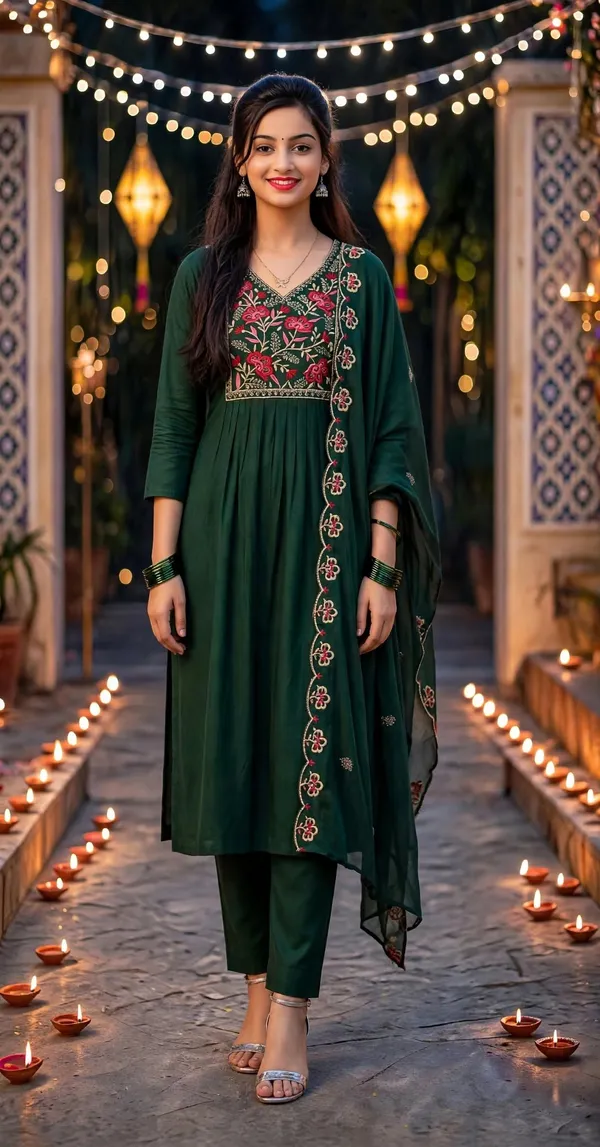 Dark_Green_Embroidered_Anarkali_Suit_Set_For_Women