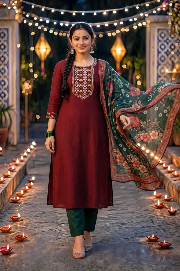 Maroon_Straight_Kurta_Set_With_Dupatta_For_Women