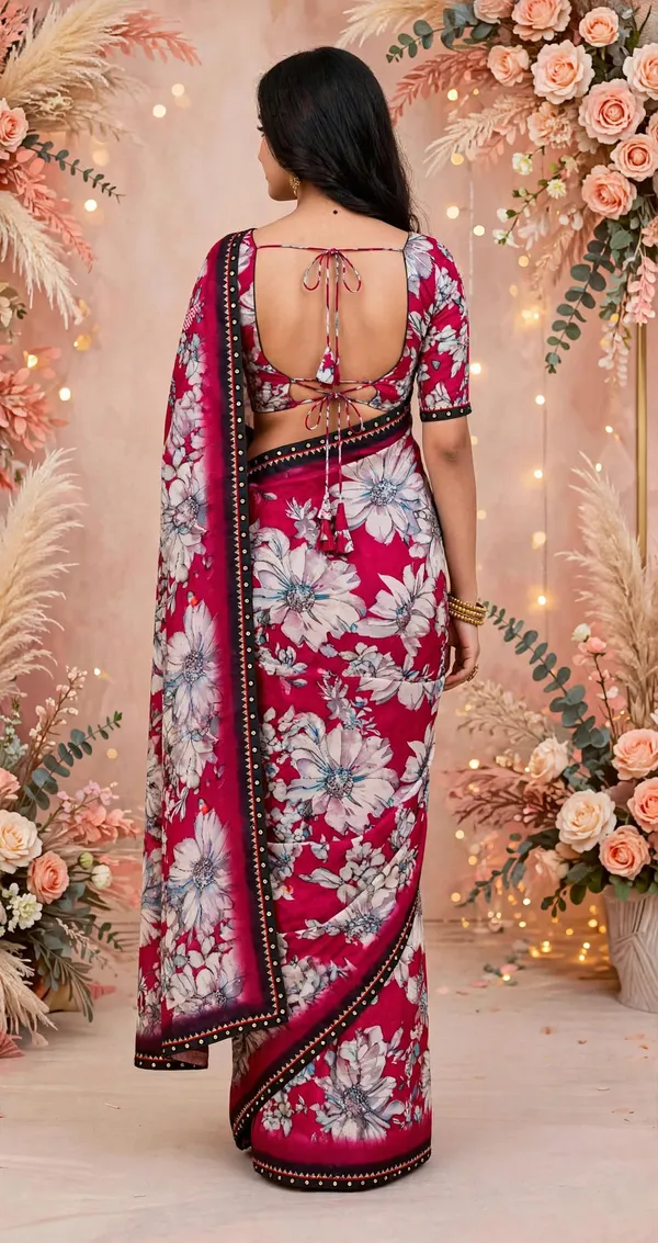 Red_Floral_Print_Saree_For_Women