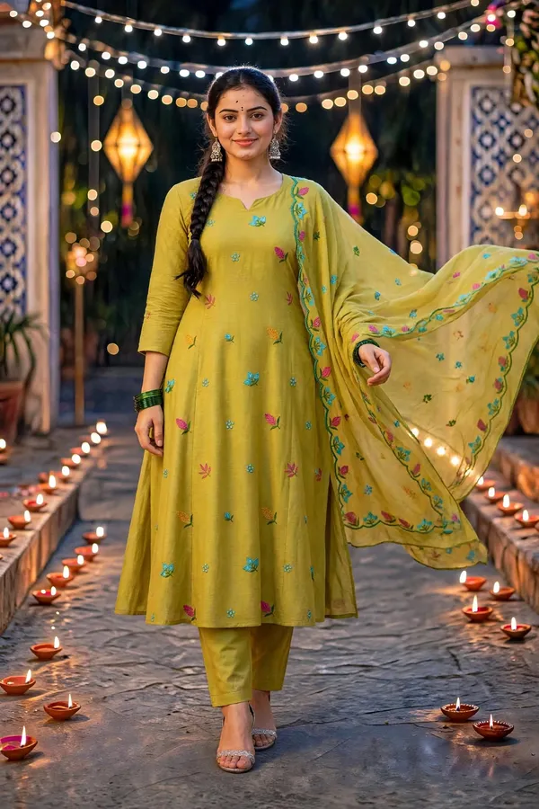 Yellow_Floral_Straight_Kurta_Set_For_Women