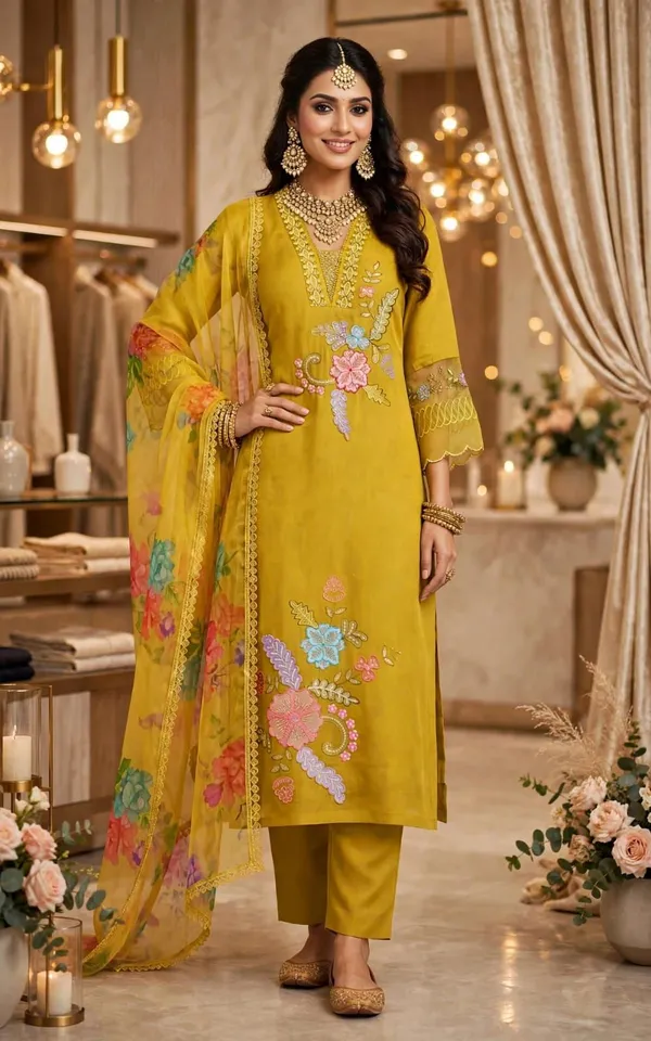 Mustard_Embroidered_Straight_Kurta_Set_For_Women