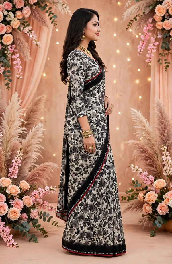 Black_Floral_Print_Saree_For_Women