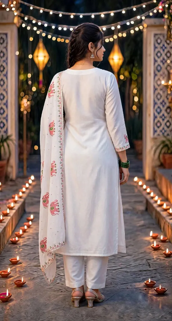 White_Anarkali_Style_Kurta_Set_For_Women