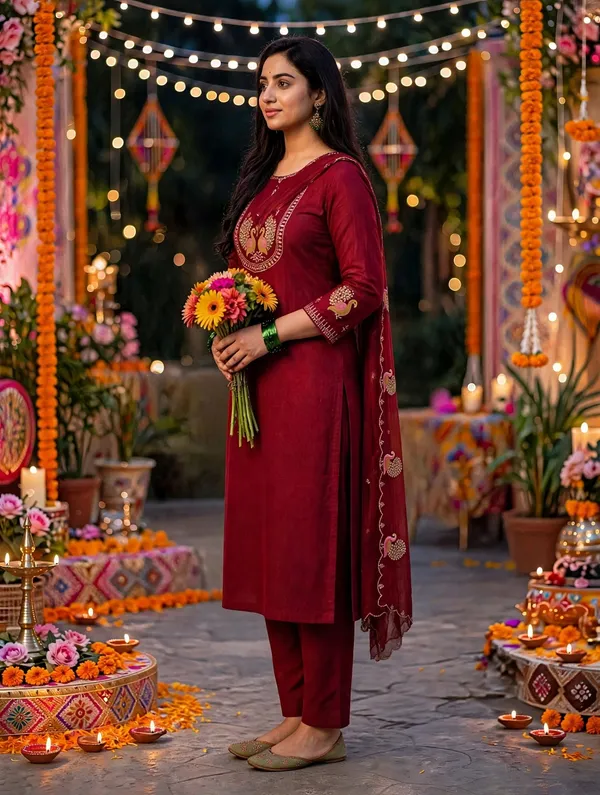 Maroon_Embroidered_Straight_Kurta_Set_With_Dupatta_For_Women