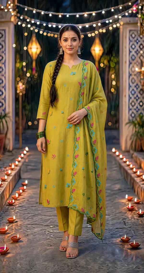 Yellow_Floral_Straight_Kurta_Set_For_Women