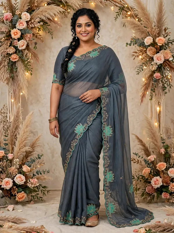 Grey_Embroidered_Saree_For_Women