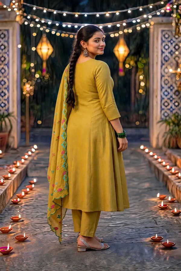 Yellow_Floral_Straight_Kurta_Set_For_Women