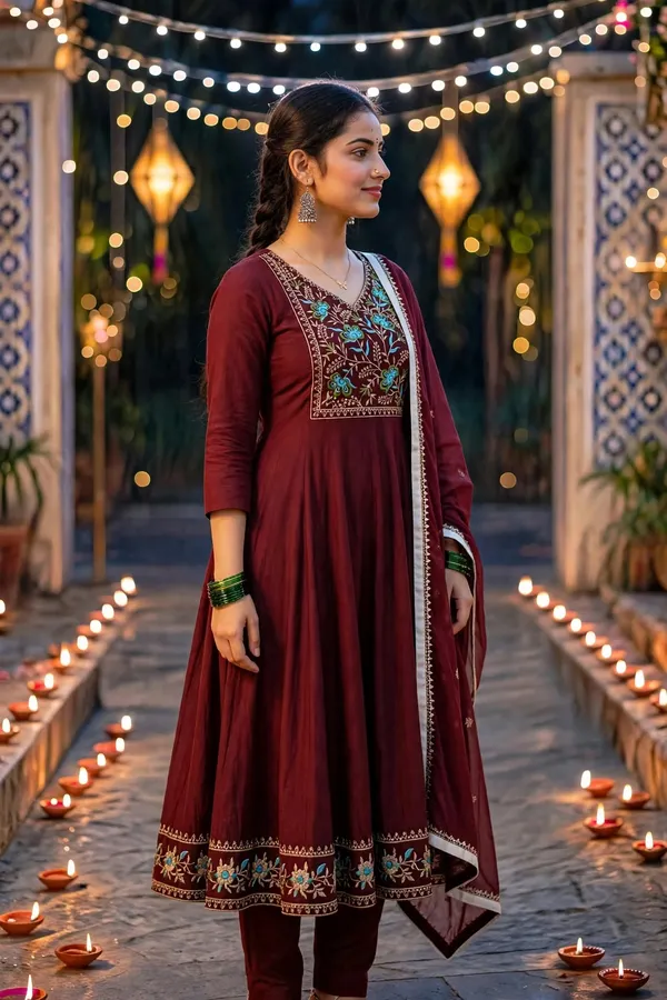 Maroon_Embroidered_Anarkali_Suit_Set_For_Women