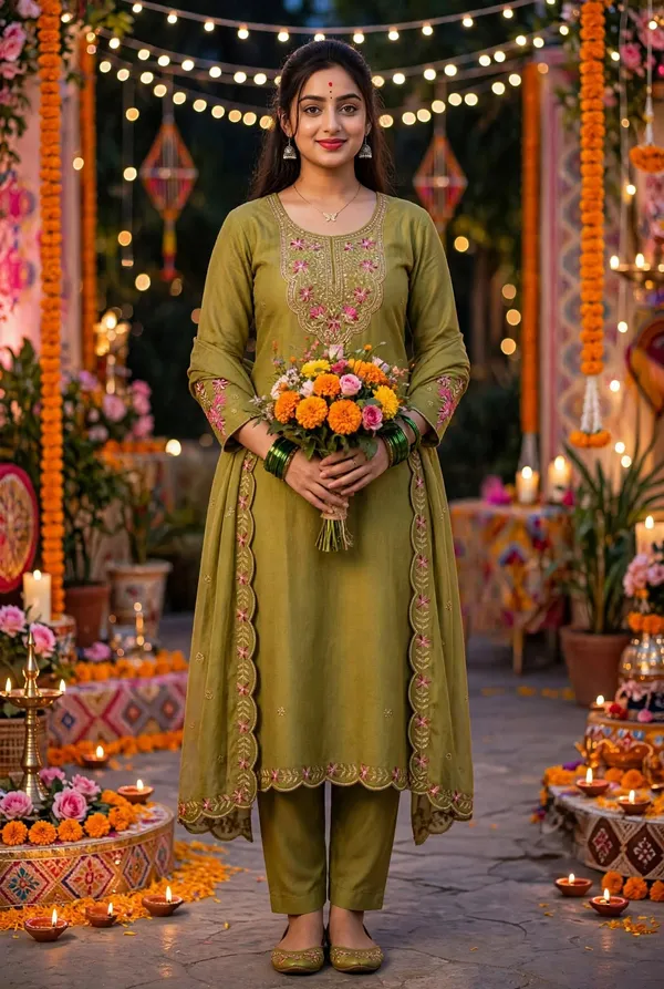 Olive_Green_Embroidered_Straight_Kurta_Set_For_Women