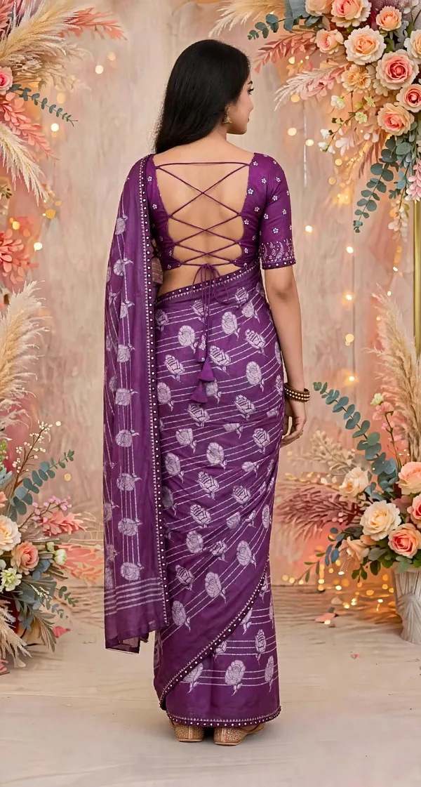 Purple_Floral_Printed_Saree_For_Women