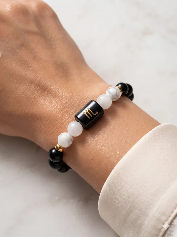 Black_&_White_Bead_Scorpio_Zodiac_Bracelet_For_Unisex