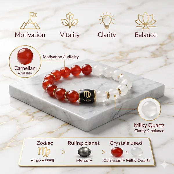 Red_&_White_Bead_Virgo_Zodiac_Bracelet_For_Unisex