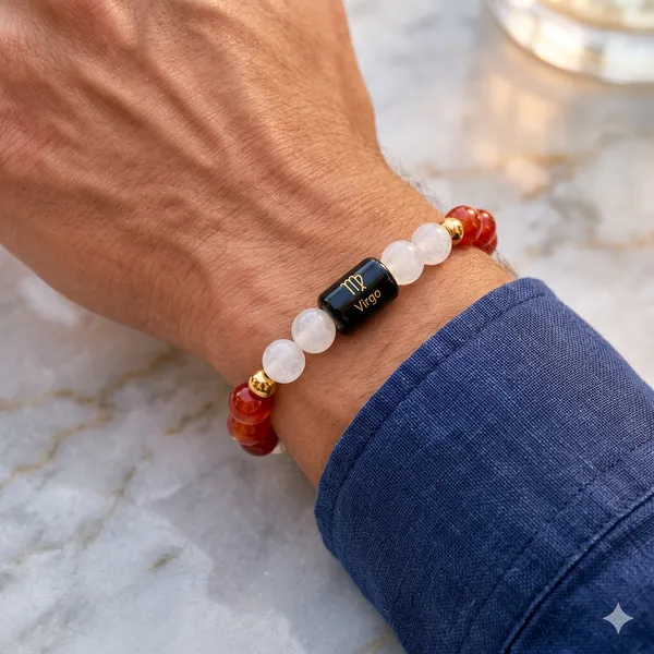 Red_&_White_Bead_Virgo_Zodiac_Bracelet_For_Unisex