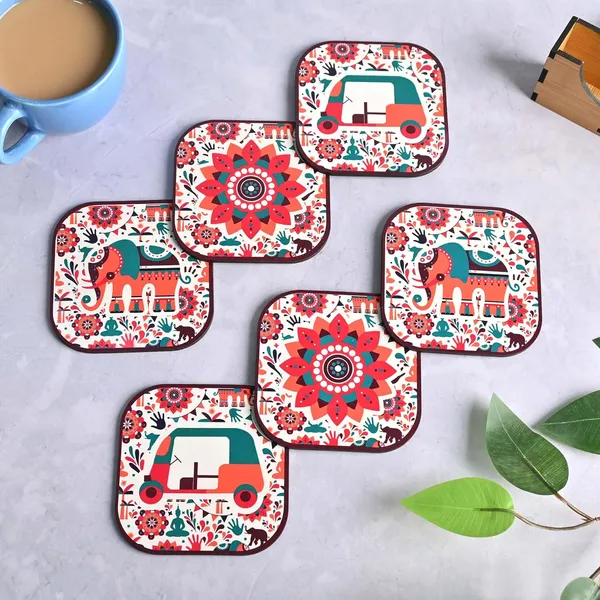 Gkd_Wooden_Coaster_Set_Of_6_Vibrant_India_Theme_Square_Coasters_For_Tea_Cups_Coffee_Mugs_Glasses_Eco_Friendly_Table_Decor_Diwali_Home_Decor_Festive_Gift