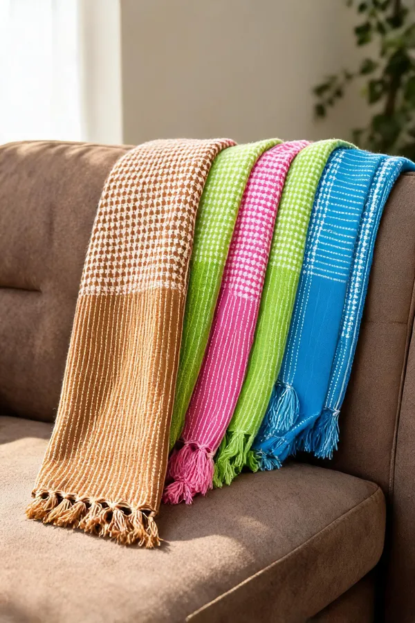 Cotton_Woven_Checkered_Multicolor_Bath_Towel_Set