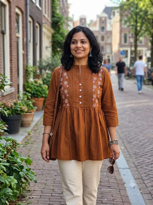 Brown_A-Line_Embroidered_Kurta_For_Women
