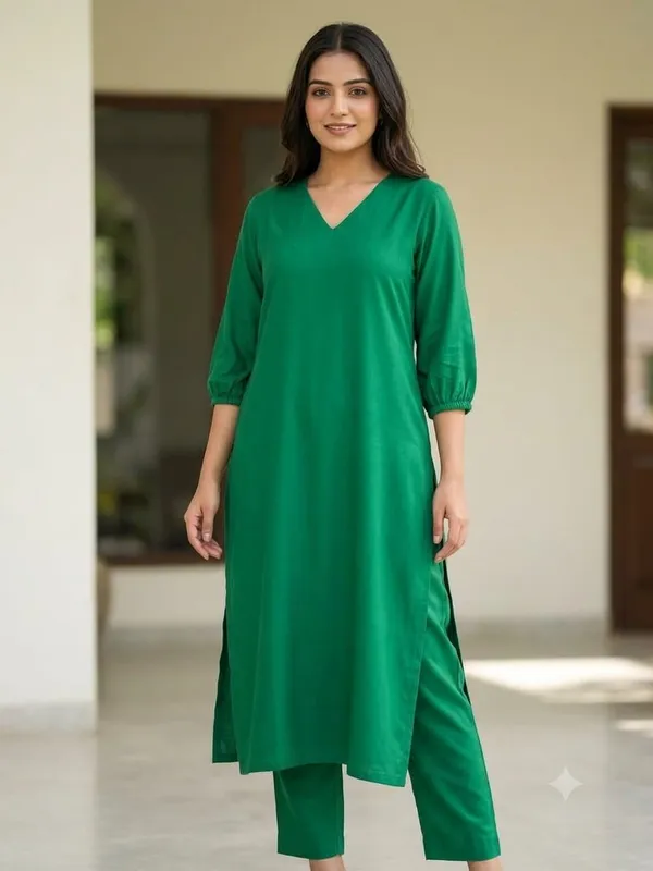 Green_Straight_Kurta_Pant_Set_For_Women