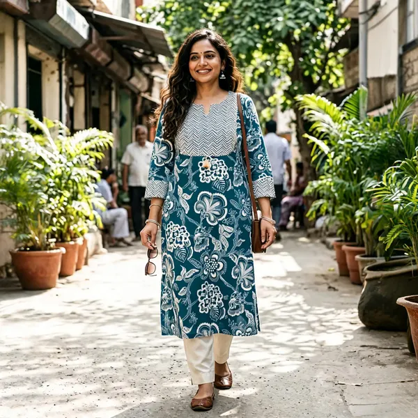 Teal_Printed_Straight_Kurta_For_Women
