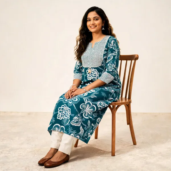 Teal_Printed_Straight_Kurta_For_Women