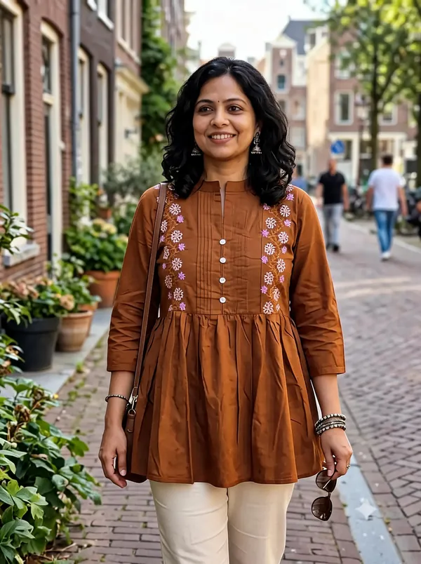 Brown_A-Line_Embroidered_Kurta_For_Women