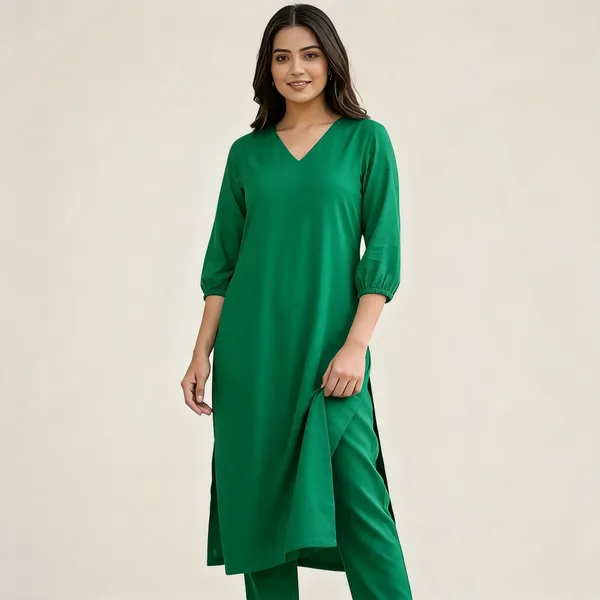 Green_Straight_Kurta_Pant_Set_For_Women
