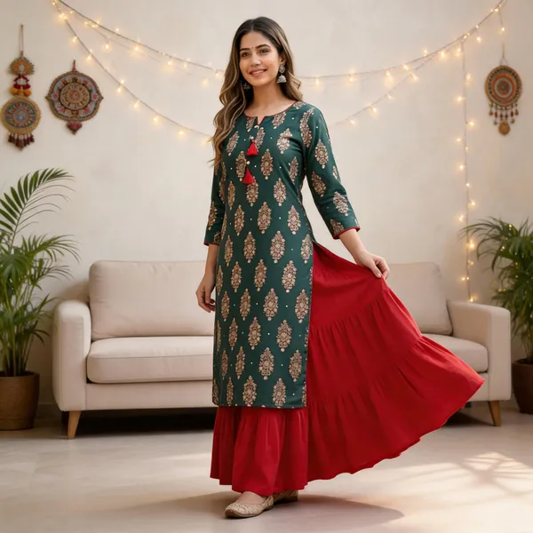 Teal_Printed_Straight_Kurta_Set_For_Women