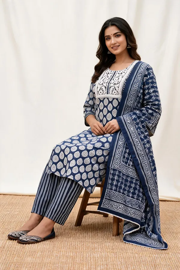 Blue_Printed_Straight_Kurta_Set_For_Women