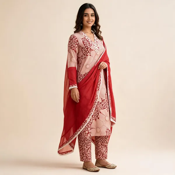 Red_Printed_Ethnic_Kurta_Set_For_Women