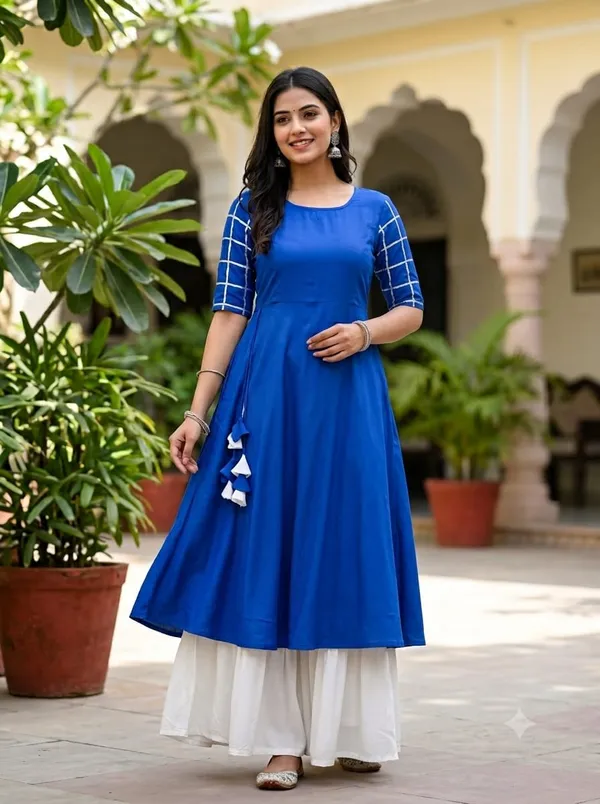 Blue_Flared_Kurta_Set_For_Women