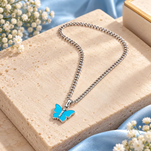 Blue_Stainless_Steel_Pendant_Necklace_For_Women
