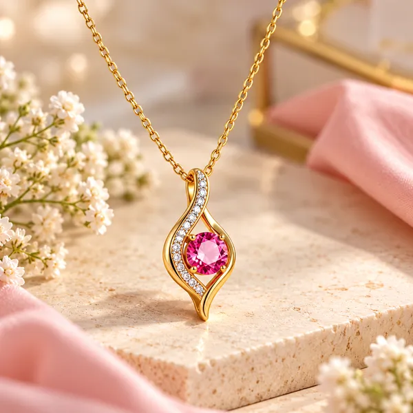 Pink_Alloy_Necklace_Set_For_Women