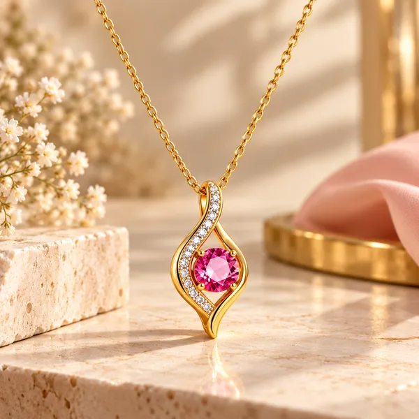 Pink_Alloy_Necklace_Set_For_Women