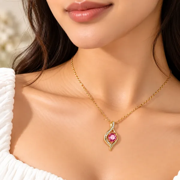 Pink_Alloy_Necklace_Set_For_Women
