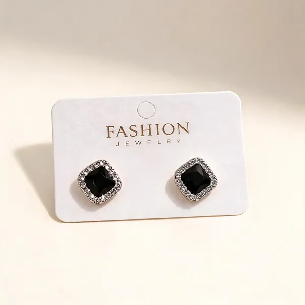 Black_And_White_Alloy_Stud_Earrings_For_Women