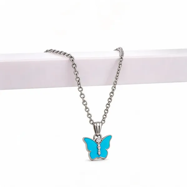 Blue_Stainless_Steel_Pendant_Necklace_For_Women