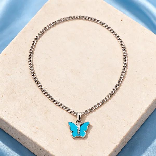Blue_Stainless_Steel_Pendant_Necklace_For_Women