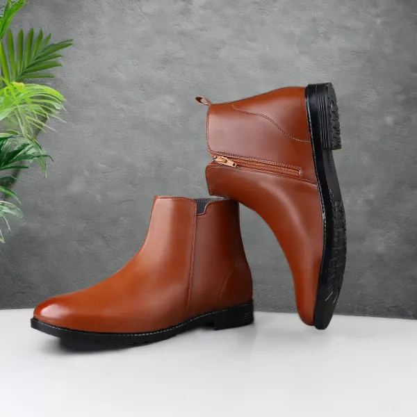 ERIX_Men's__Side_Zipper_Synthetic_Leather_chelsea_Boots_For_Men