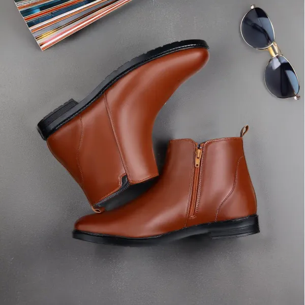 ERIX_Men's__Side_Zipper_Synthetic_Leather_chelsea_Boots_For_Men