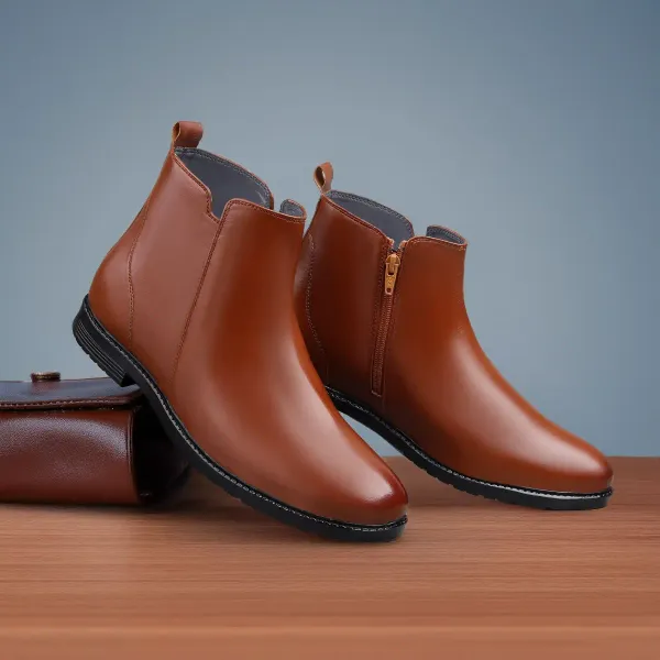 ERIX_Men's__Side_Zipper_Synthetic_Leather_chelsea_Boots_For_Men