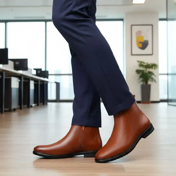 ERIX_Men's__Side_Zipper_Synthetic_Leather_chelsea_Boots_For_Men