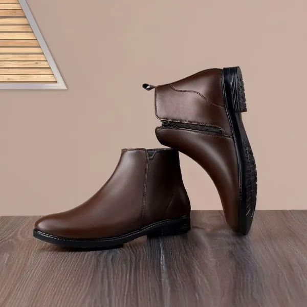 ERIX_Men's__Side_Zipper_Synthetic_Leather_chelsea_Boots_For_Men