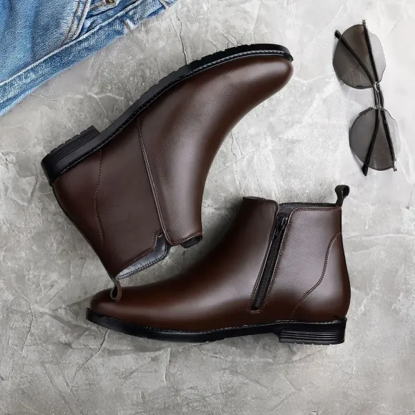 ERIX_Men's__Side_Zipper_Synthetic_Leather_chelsea_Boots_For_Men